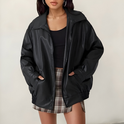 Mira | Giacca oversize elegante in pelle