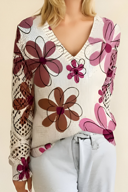 Aurélie | Elegante Maglione con Motivo Floreale
