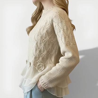 Aure™ | Maglione Ruffle con Texture Elegante