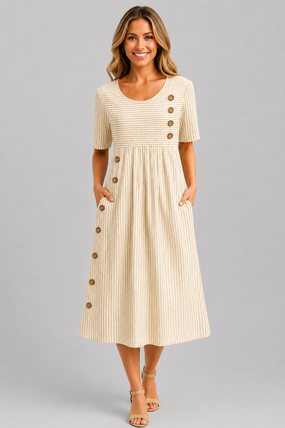 Ismay™ | Abito Midi a Strisce per Camuffare la Pancia