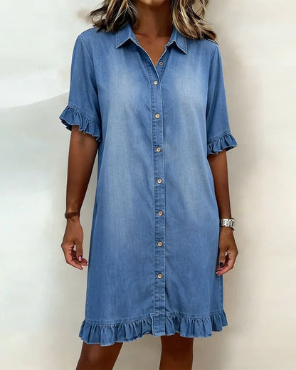 Linae™ | Abito Denim Look Casual con Nodo