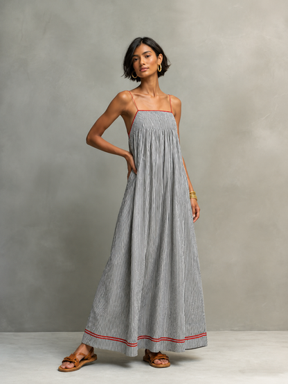 Elina™ | Maxi Abito A Righe Leggero