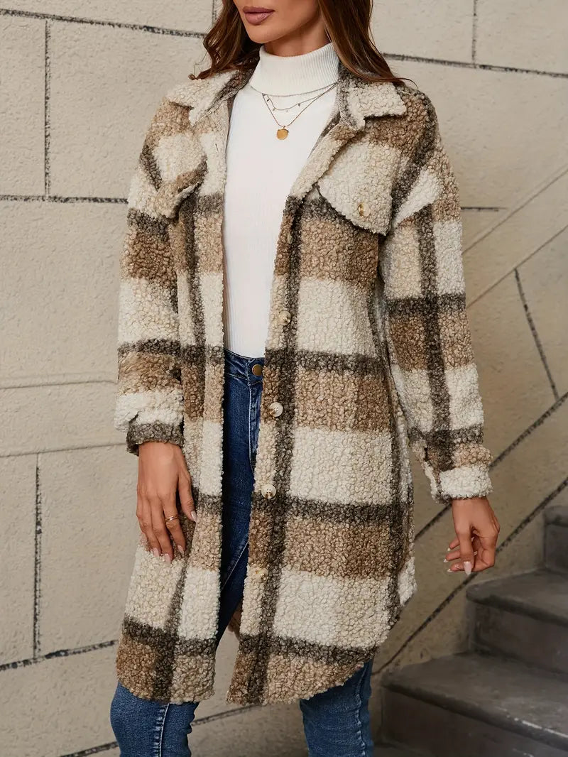 Isabelle™ | Giacca teddy a quadri confortevole