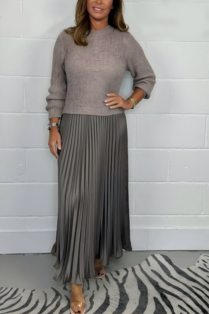 Elara™ | Elegante maxi abito plissettato