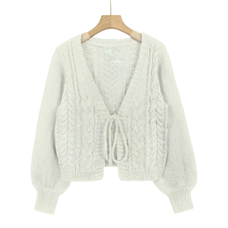 Sofia™ | Cardigan lavorato a maglia con chiusura a fiocco