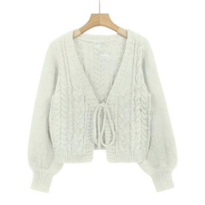 Sofia™ | Cardigan lavorato a maglia con chiusura a fiocco