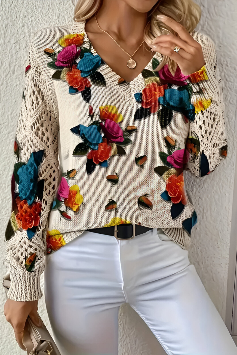 Aurélie | Elegante Maglione con Motivo Floreale