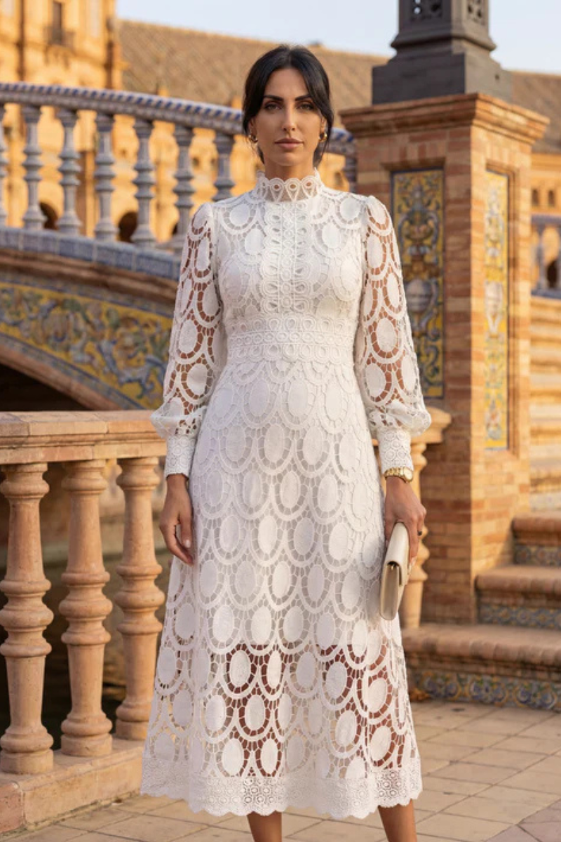 Vira™ | Elegante Abito Midi in Pizzo
