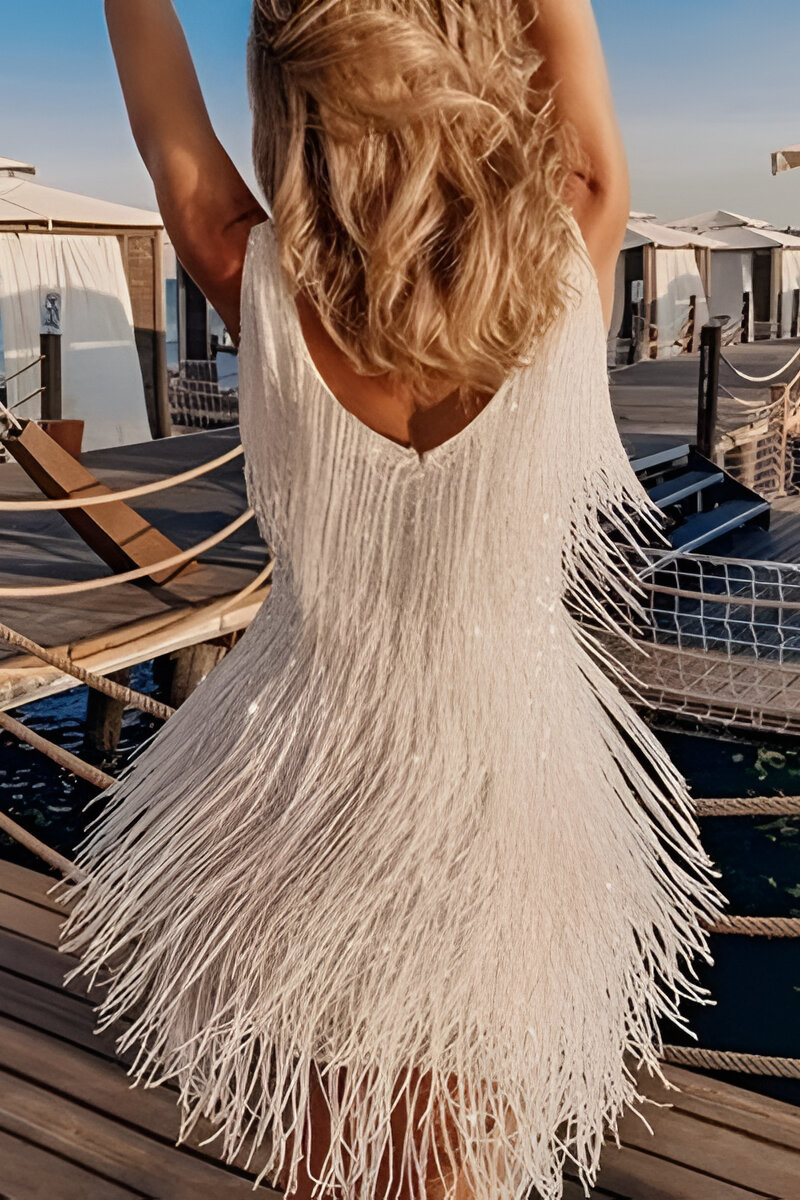 Neli™ | Abito Chic con Frange Scintillanti