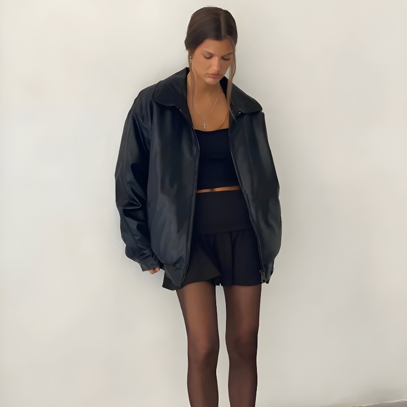 Mira | Giacca oversize elegante in pelle