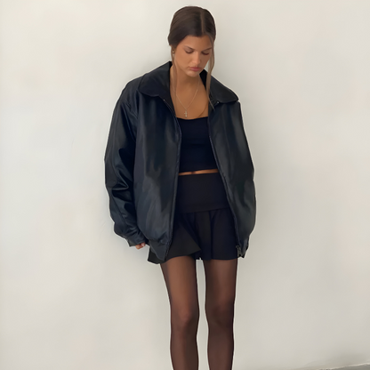 Mira | Giacca oversize elegante in pelle