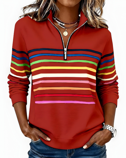 Kira™ | Maglione a zip a righe confortevole