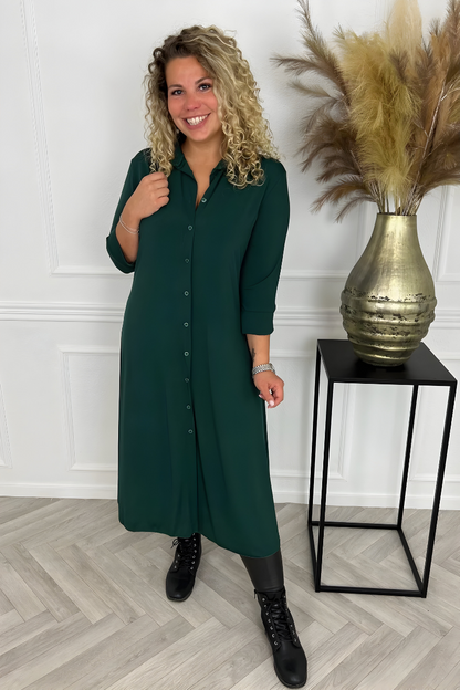 Olivia | Abito Camicia Maxi In Seta Antipiega