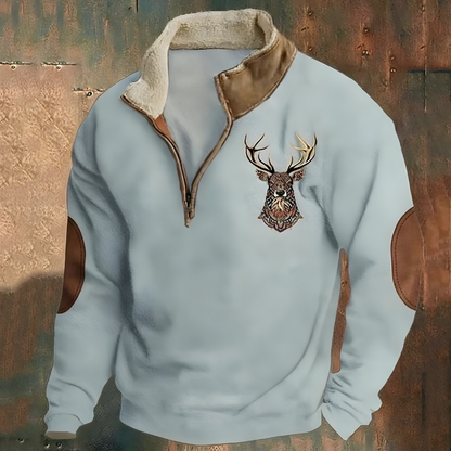 Roan™ | Maglione Casual Ricamato a Mezzo Zip