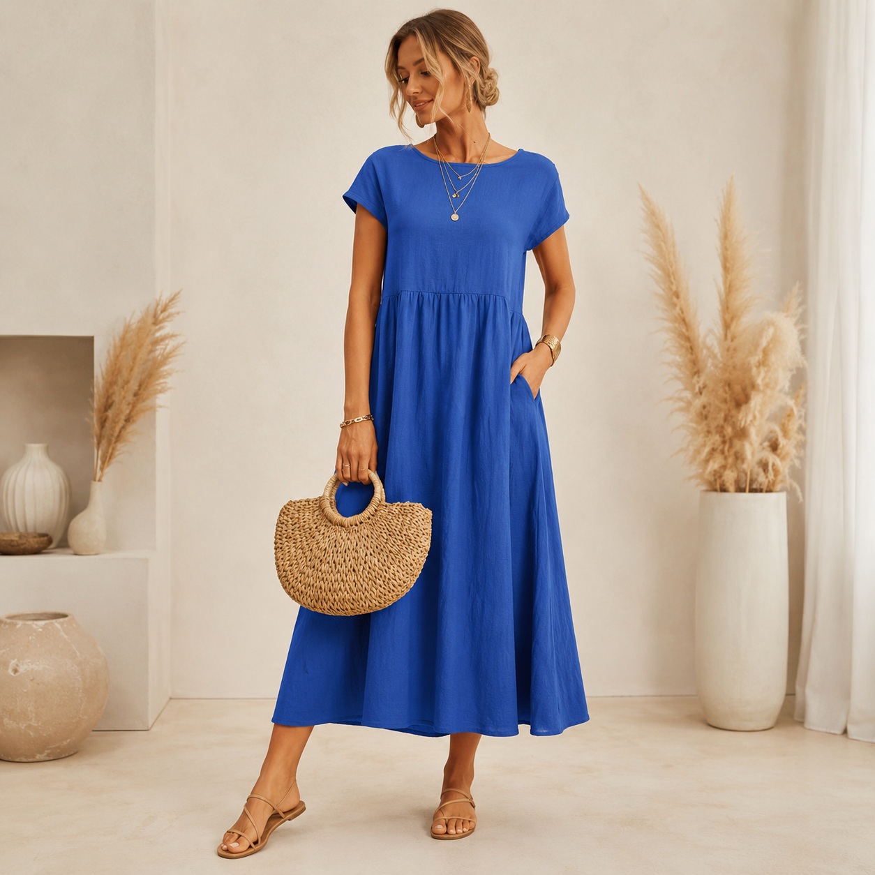 Lucie™ | Abito Maxi Coprente Con Tasche