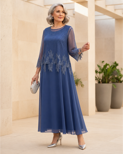 Juline™ | Elegante Abito Midi Ricamato che Camuffa la Pancia