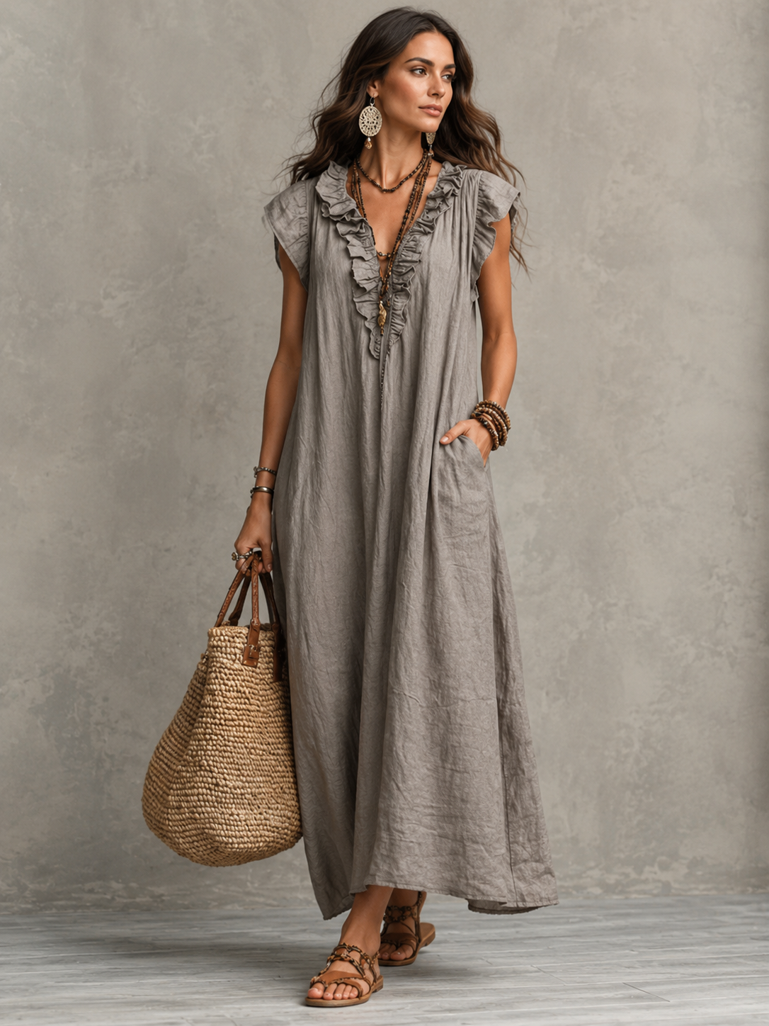Camélia™ | Maxi Dress Bohemien Camuffante per Pancia