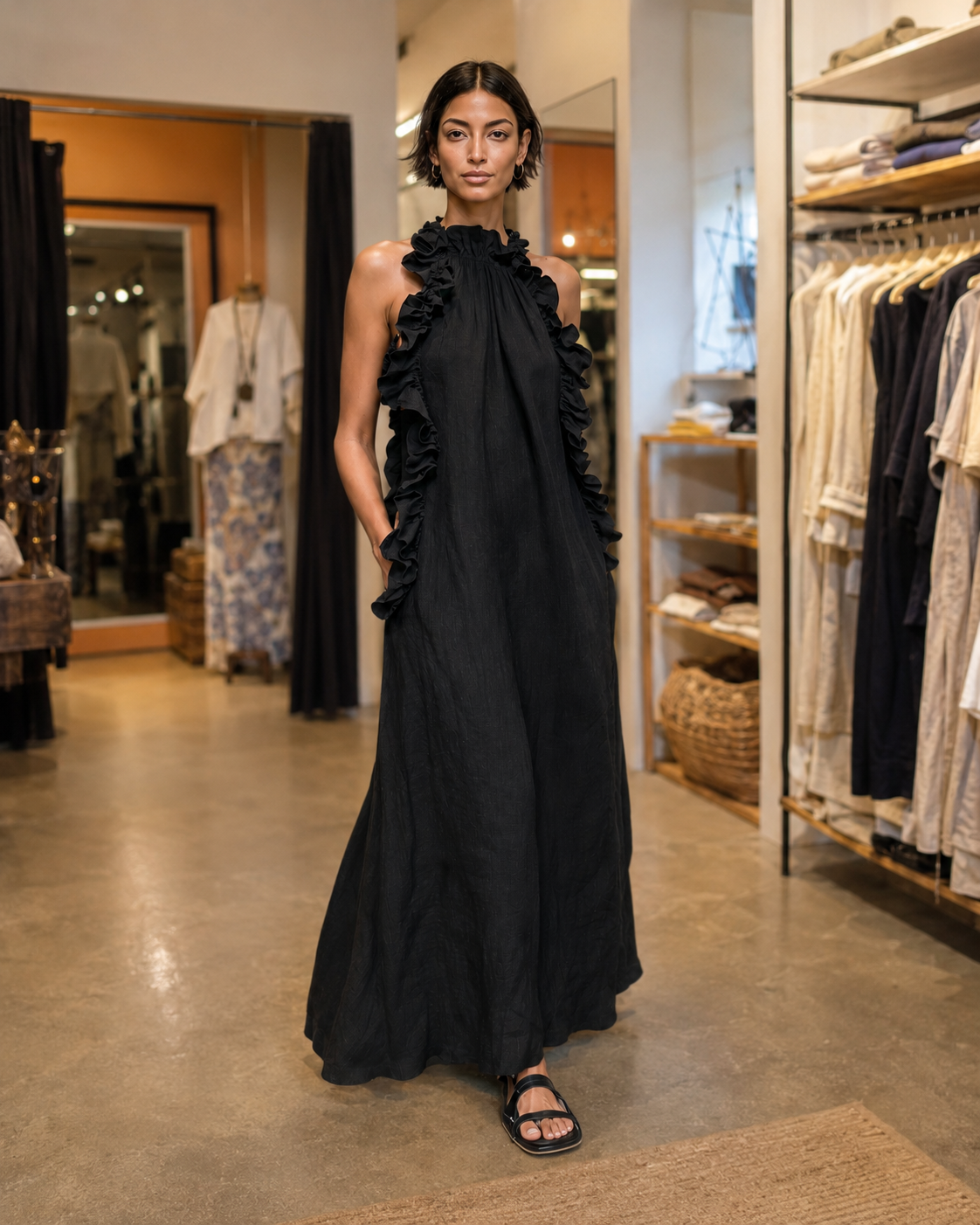Isolde™ | Abito Maxi Con Ruches Che Copre La Pancia