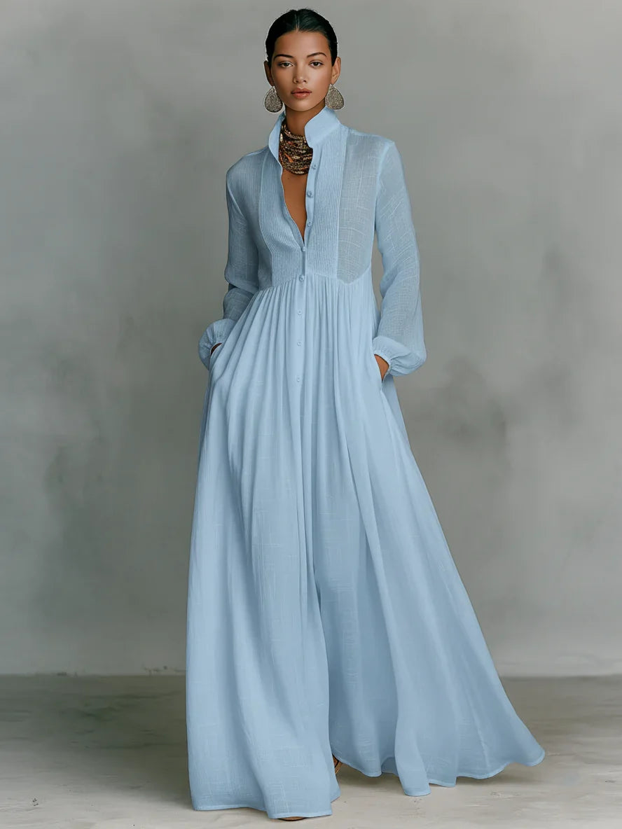 Lena™ | Abito Maxi Elegante con Bottoni