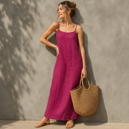 Ivara™ | Maxi Abito in Stile Lino con Copertura per Pancia