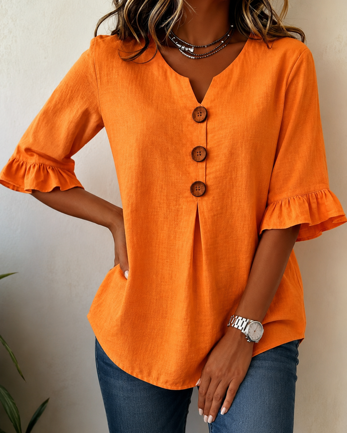 Amelie™ | Blusa Camuffa Pancia con Bottoni