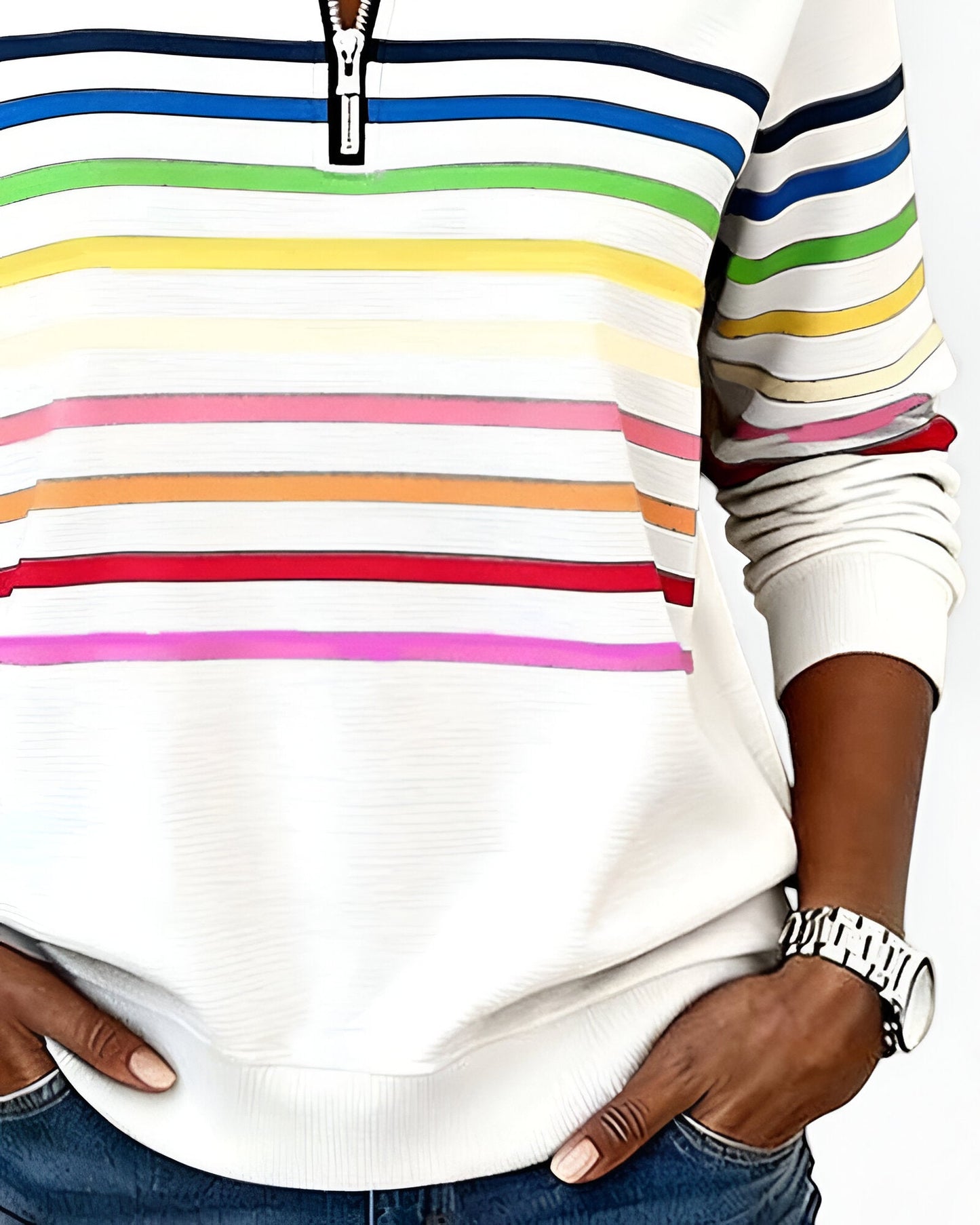 Kira™ | Maglione a zip a righe confortevole