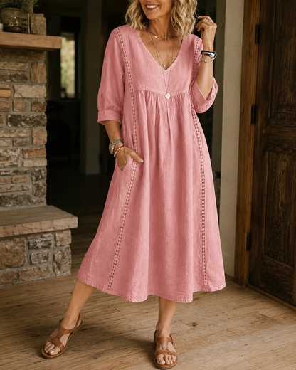 Nessa™ | Abito Midi Con Dettagli In Pizzo