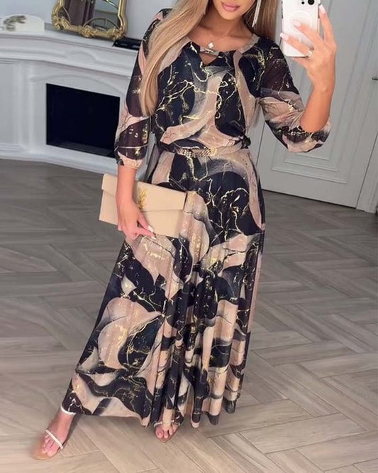 Marise™ | Elegante maxi abito con stampa astratta