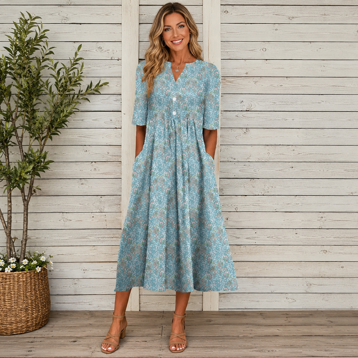 Danica™ | Abito Midi Floreale Camuffa Pancia
