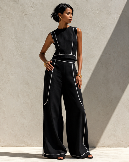 Bianca™ | Elegante Set Coordinato Bianco con Pantaloni Larghi