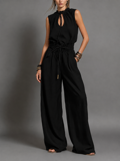 Pauline™ | Tuta in Lino con Collo Halter e Pantaloni Ampi