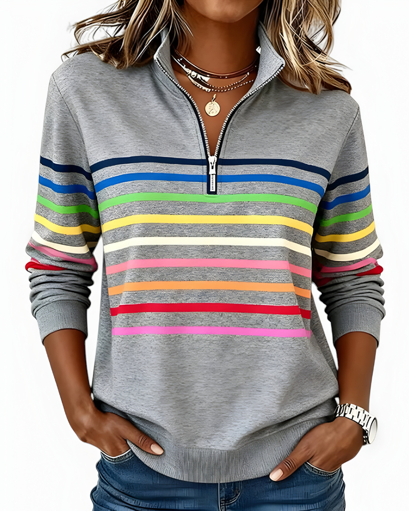 Kira™ | Maglione a zip a righe confortevole