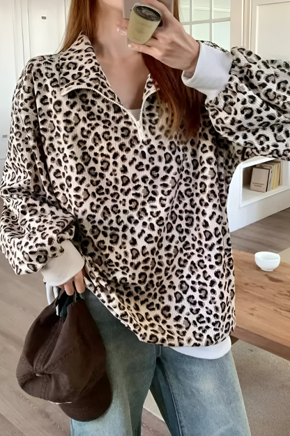 Mara | Comodo Maglione con Stampa Leopardo