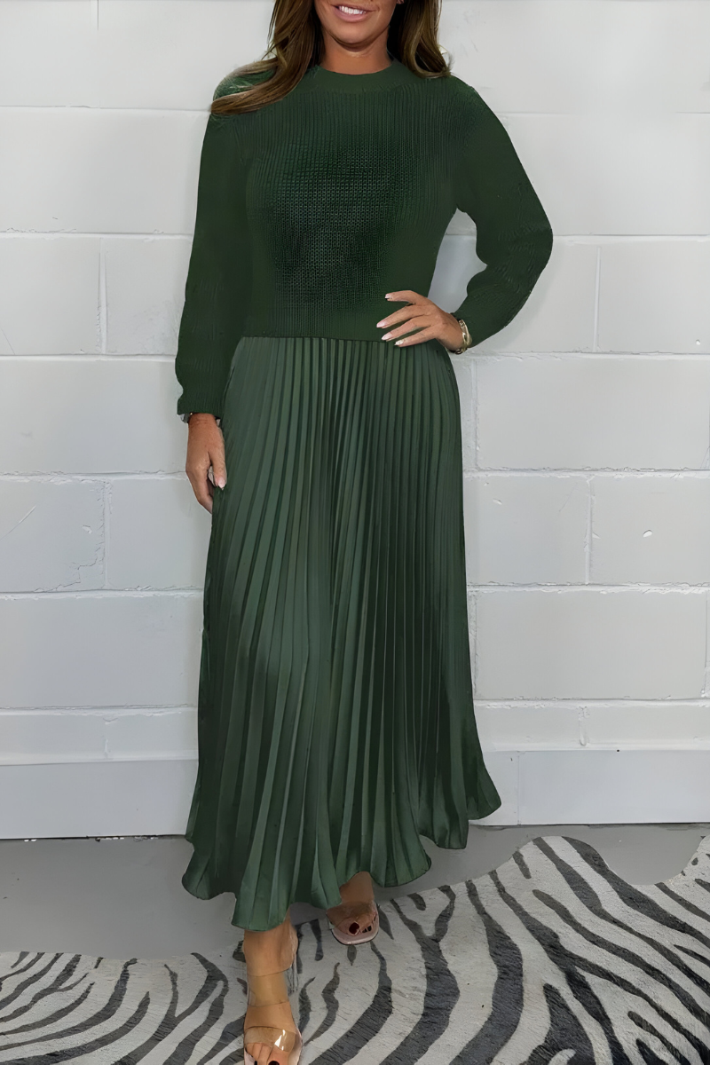 Elara™ | Elegante maxi abito plissettato
