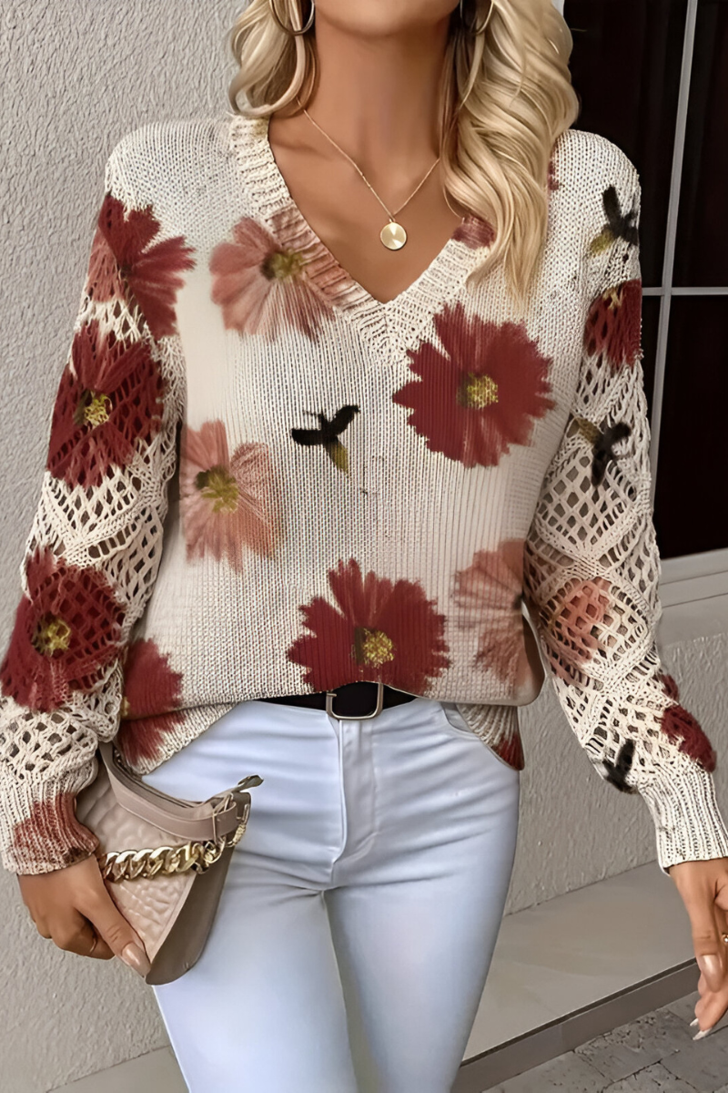 Aurélie | Elegante Maglione con Motivo Floreale