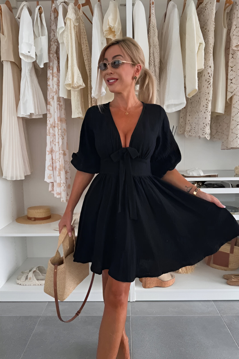 Liva™ |  Abito Boho Mauve con V-Collare
