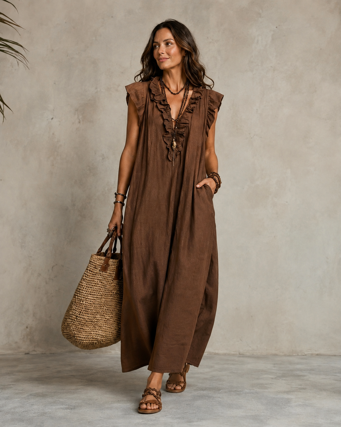 Renata™ | Elegante Abito Camuffa Pancia con Rouches