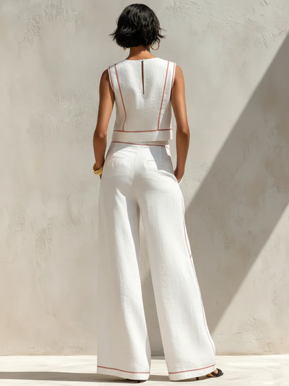 Bianca™ | Elegante Set Coordinato Bianco con Pantaloni Larghi