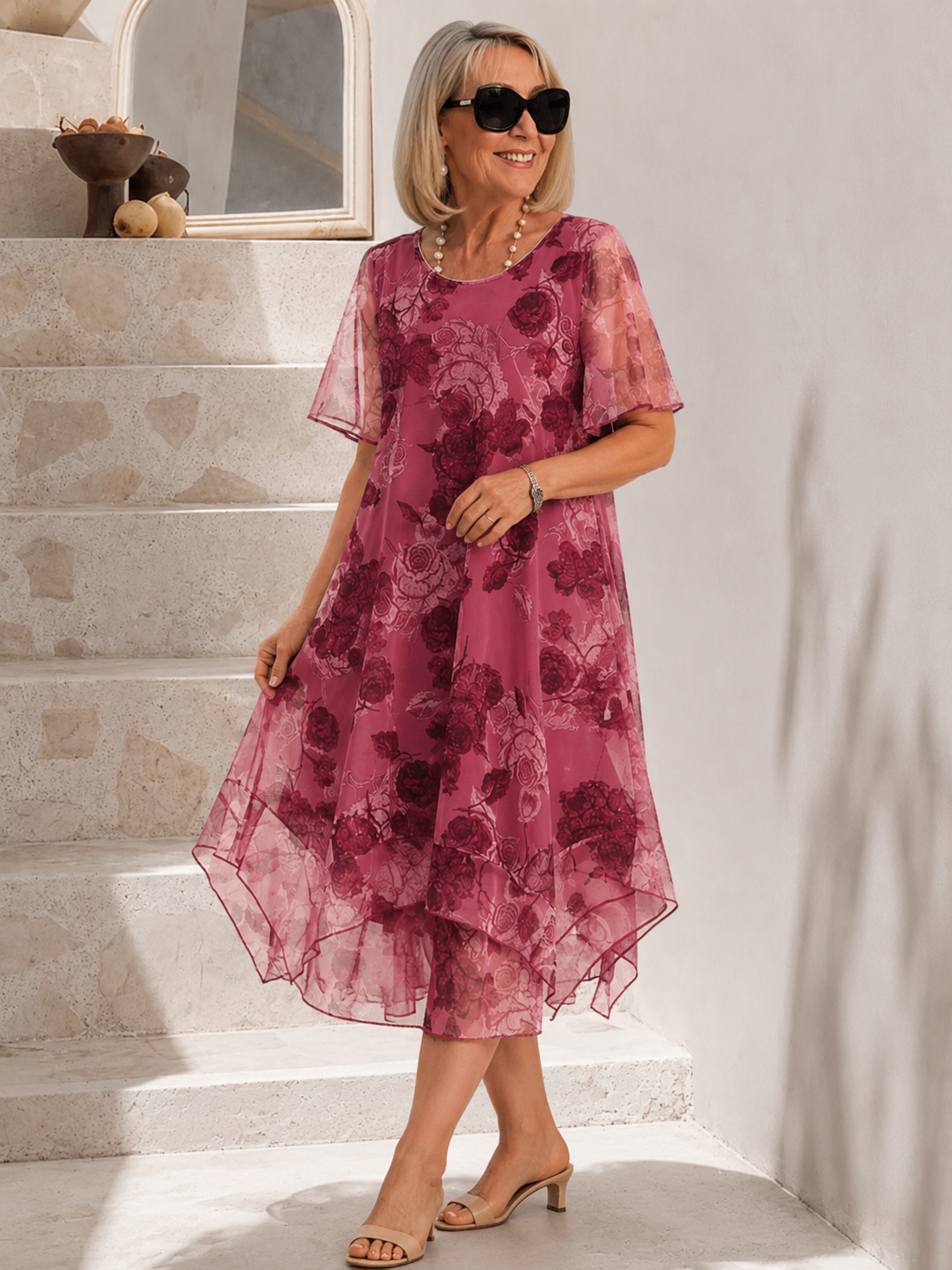 Lune™ | Abito Midi Pieghettato Camuffa Pancia