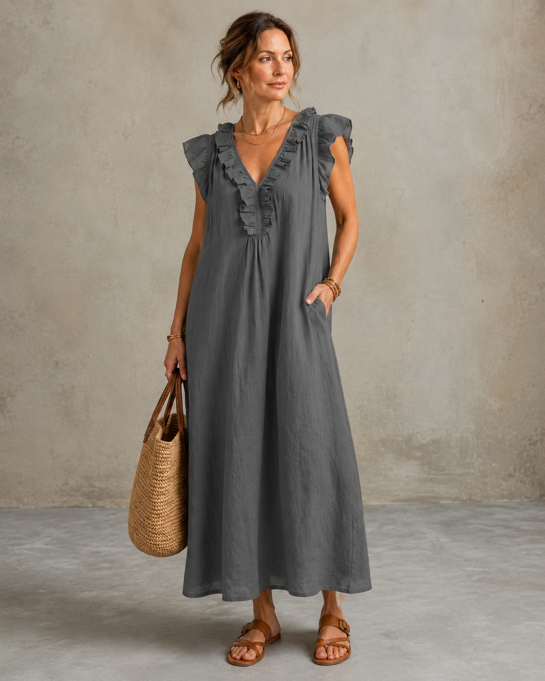 Renata™ | Elegante Abito Camuffa Pancia con Rouches