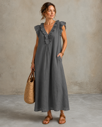 Renata™ | Elegante Abito Camuffa Pancia con Rouches