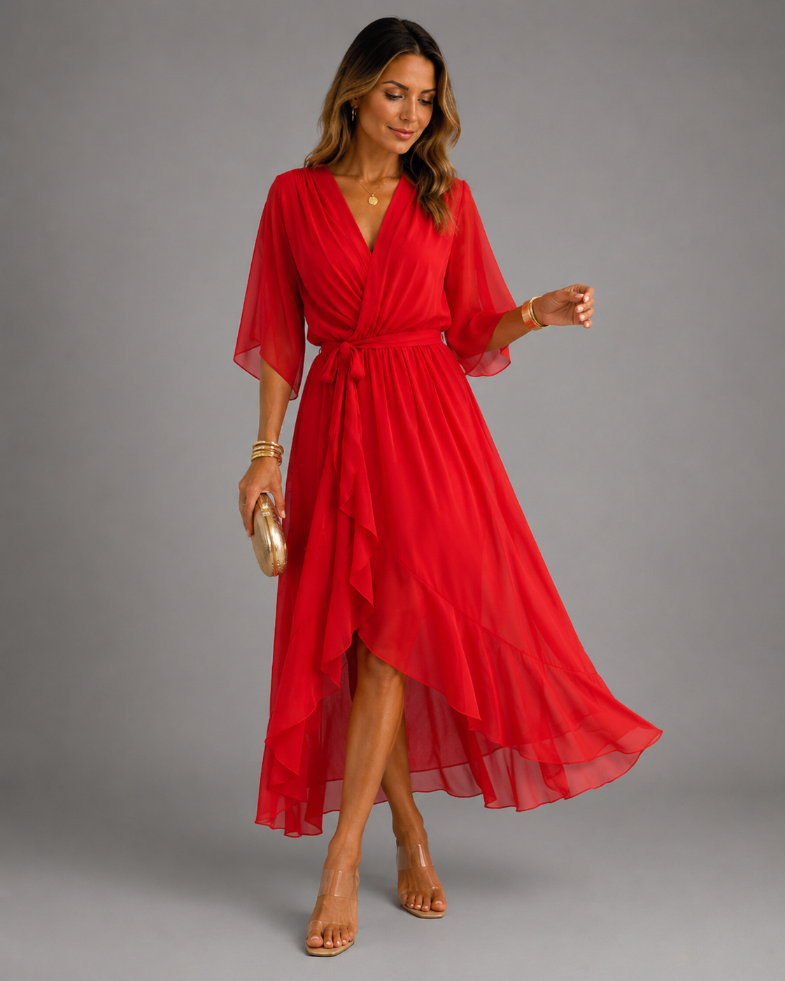 Isabelle™ | Abito Maxi in Chiffon Camuffa Pancia