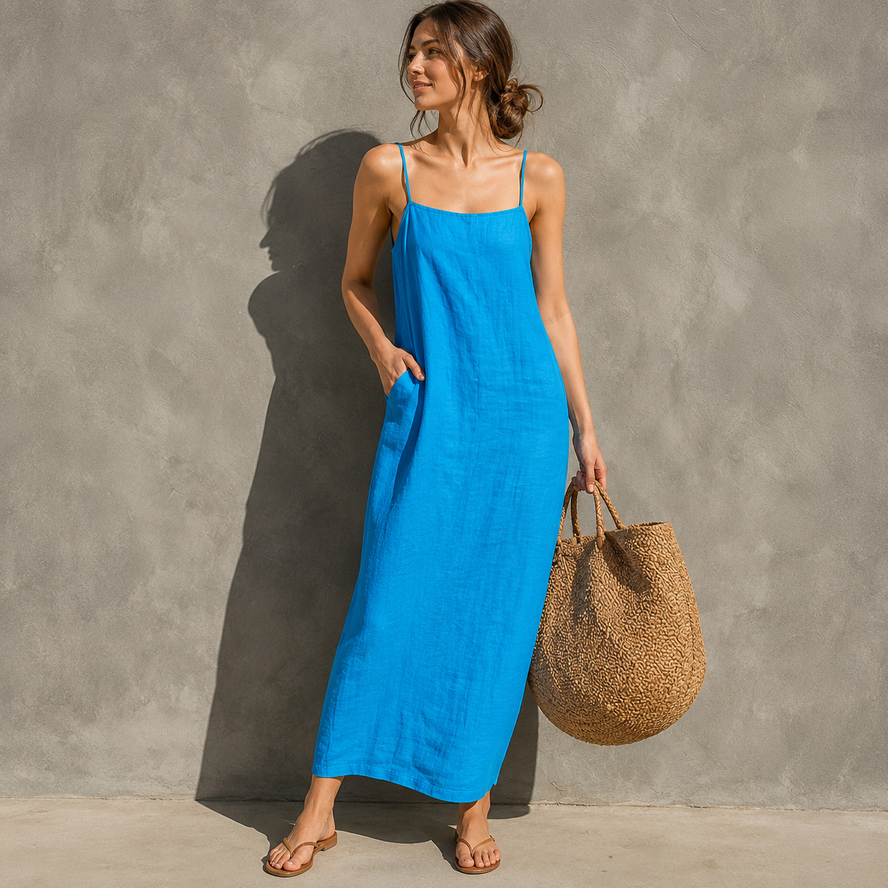 Ivara™ | Maxi Abito in Stile Lino con Copertura per Pancia