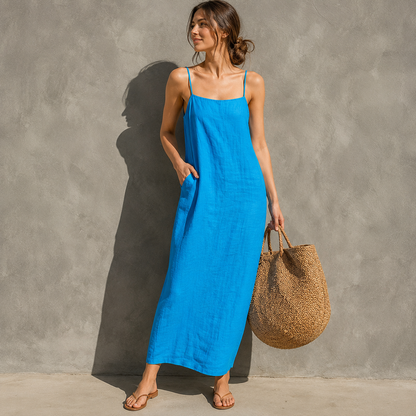 Ivara™ | Maxi Abito in Stile Lino con Copertura per Pancia