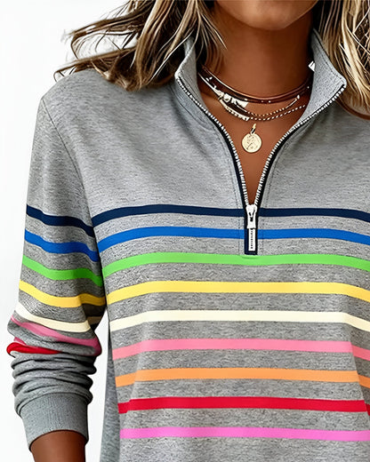 Kira™ | Maglione a zip a righe confortevole