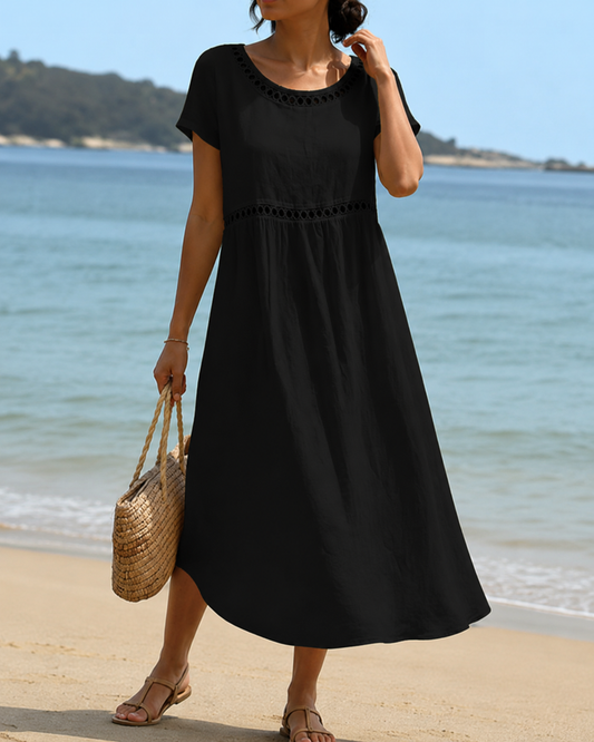 Livia™ | Elegante Abito Midi Ricamato che Camuffa la Pancia