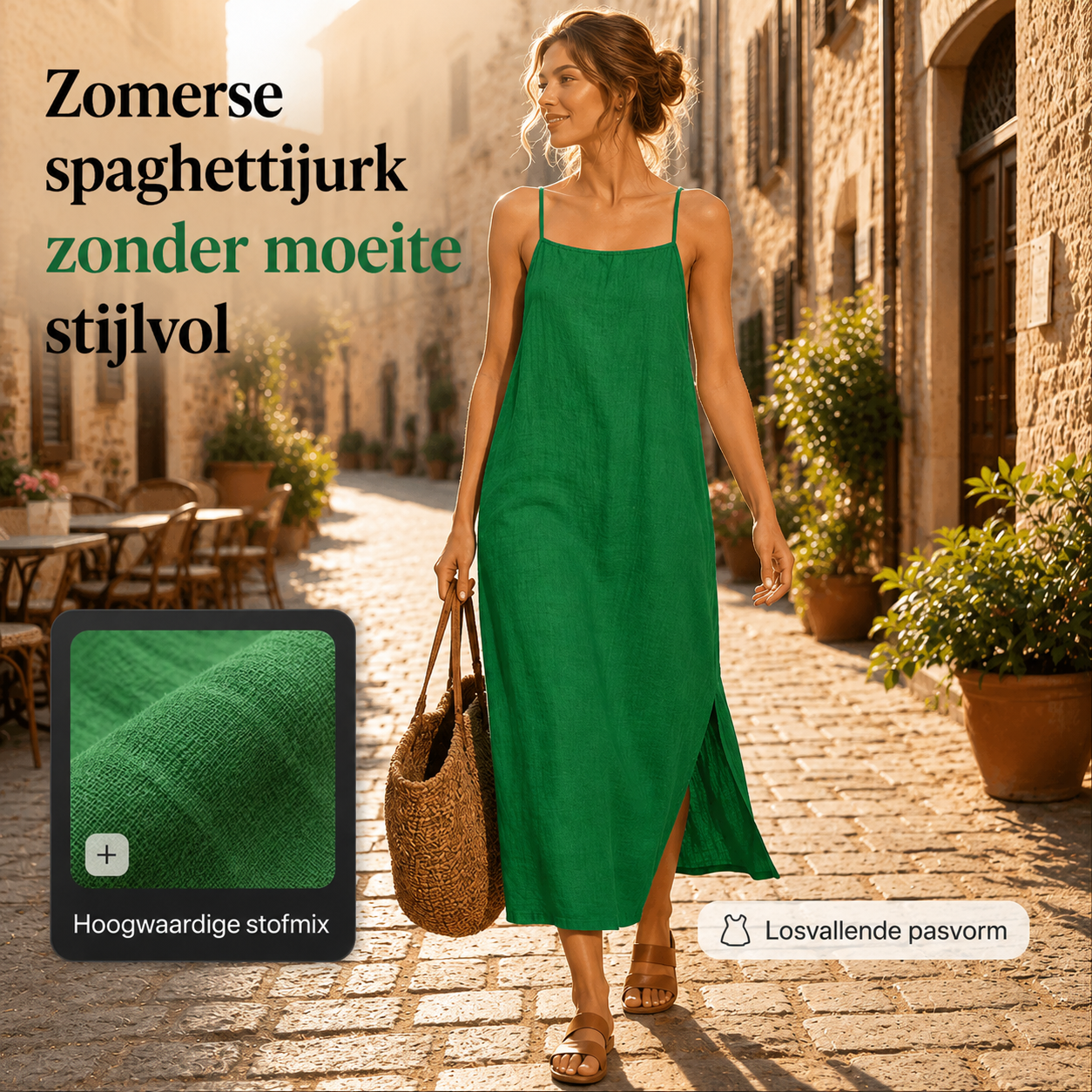 Ivara™ | Maxi Abito in Stile Lino con Copertura per Pancia