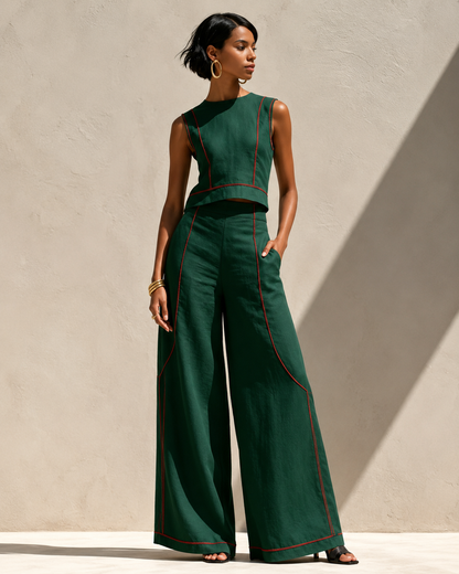 Bianca™ | Elegante Set Coordinato Bianco con Pantaloni Larghi