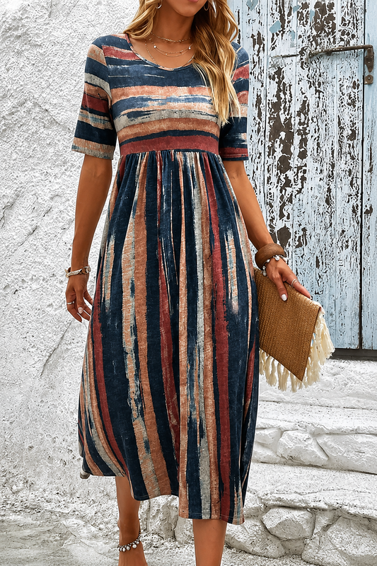 Marloes™ | Abito Midi a Righe Camuffante per Pancia