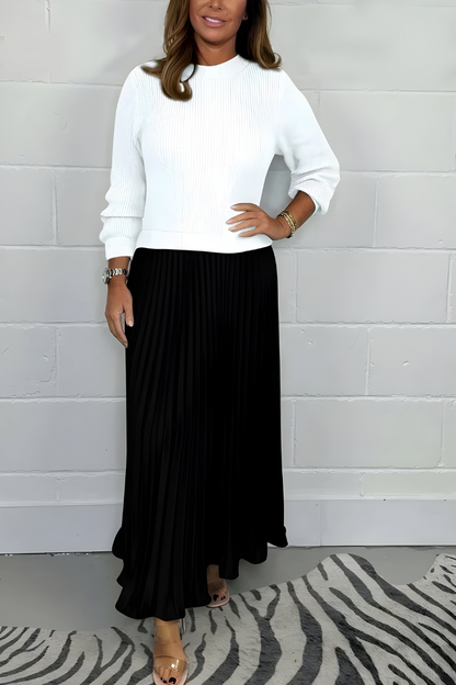 Elara™ | Elegante maxi abito plissettato